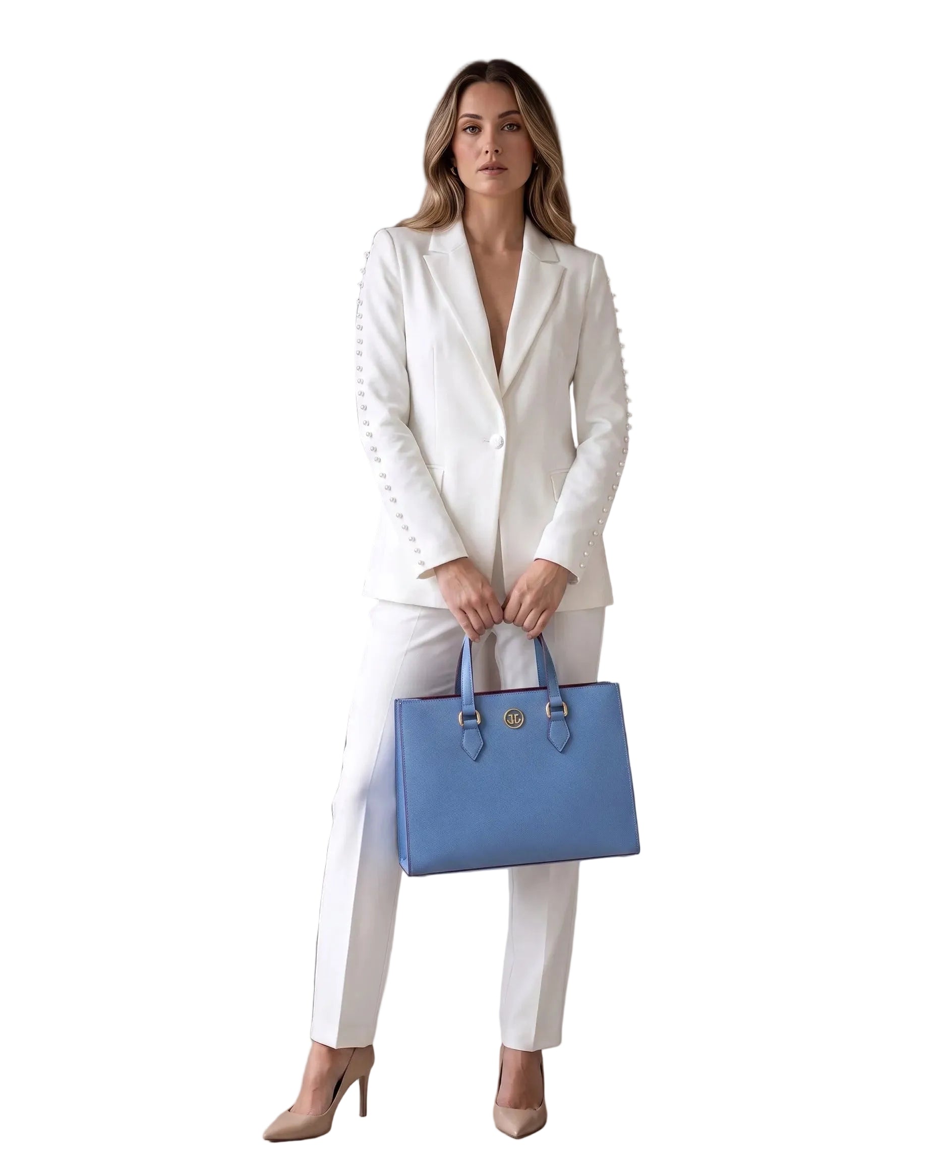 LUXE OPULENT TOTE HANDBAG | POWDER BLUE & WINE