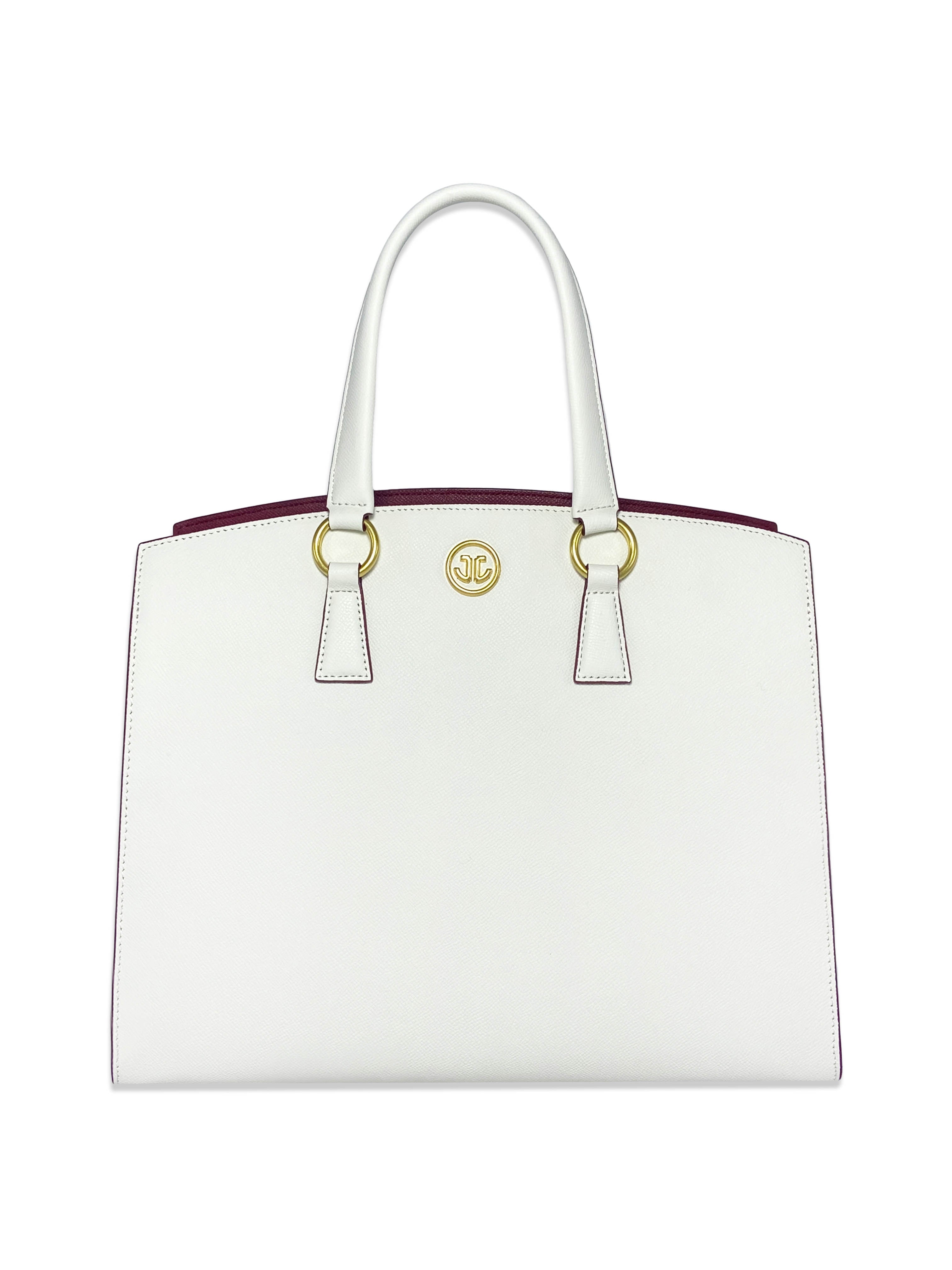 LUXE ELEGANCE TOTE HANDBAG | WHITE & WINE