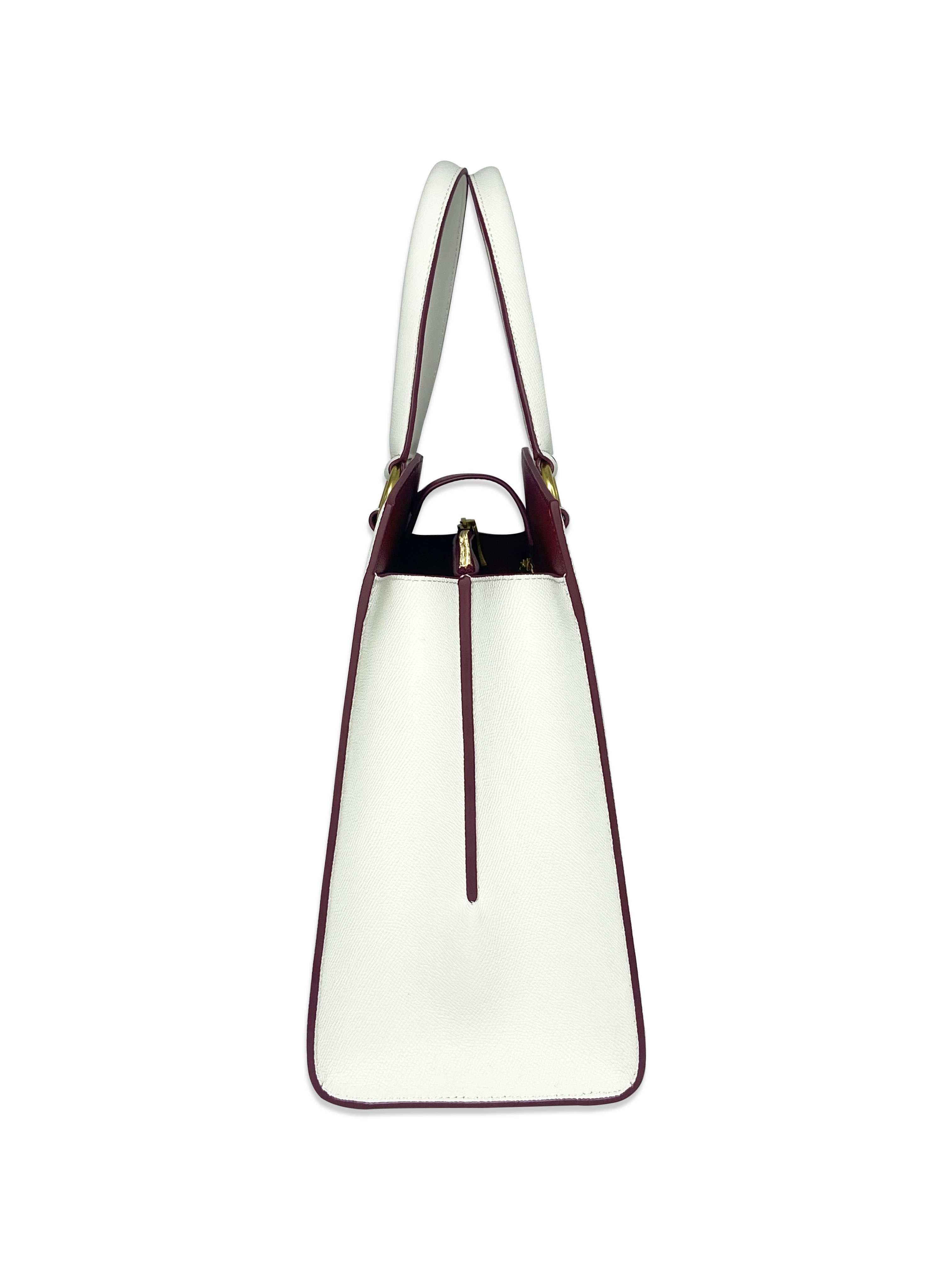 LUXE ELEGANCE TOTE HANDBAG | WHITE & WINE