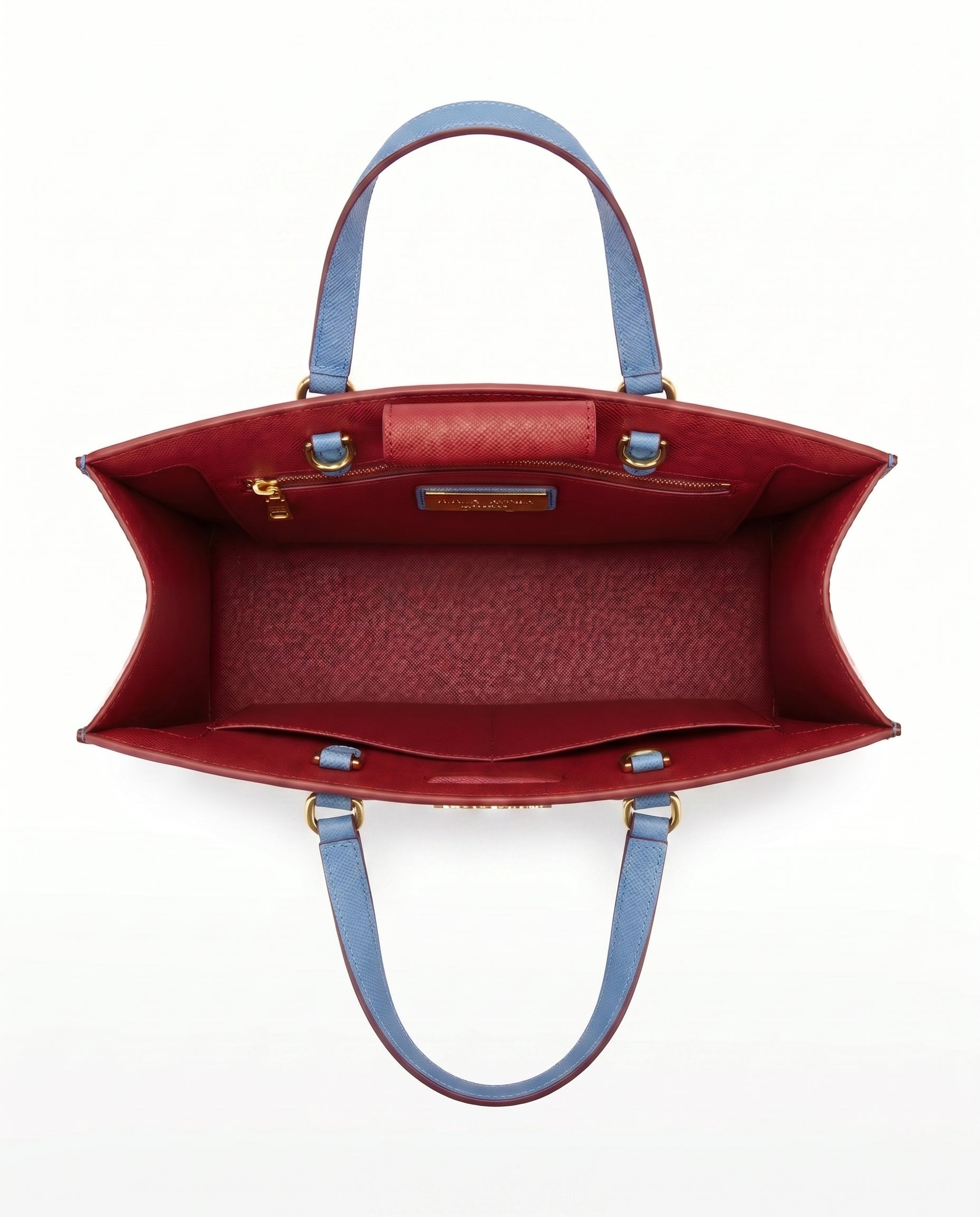 LUXE OPULENT TOTE HANDBAG | POWDER BLUE & WINE
