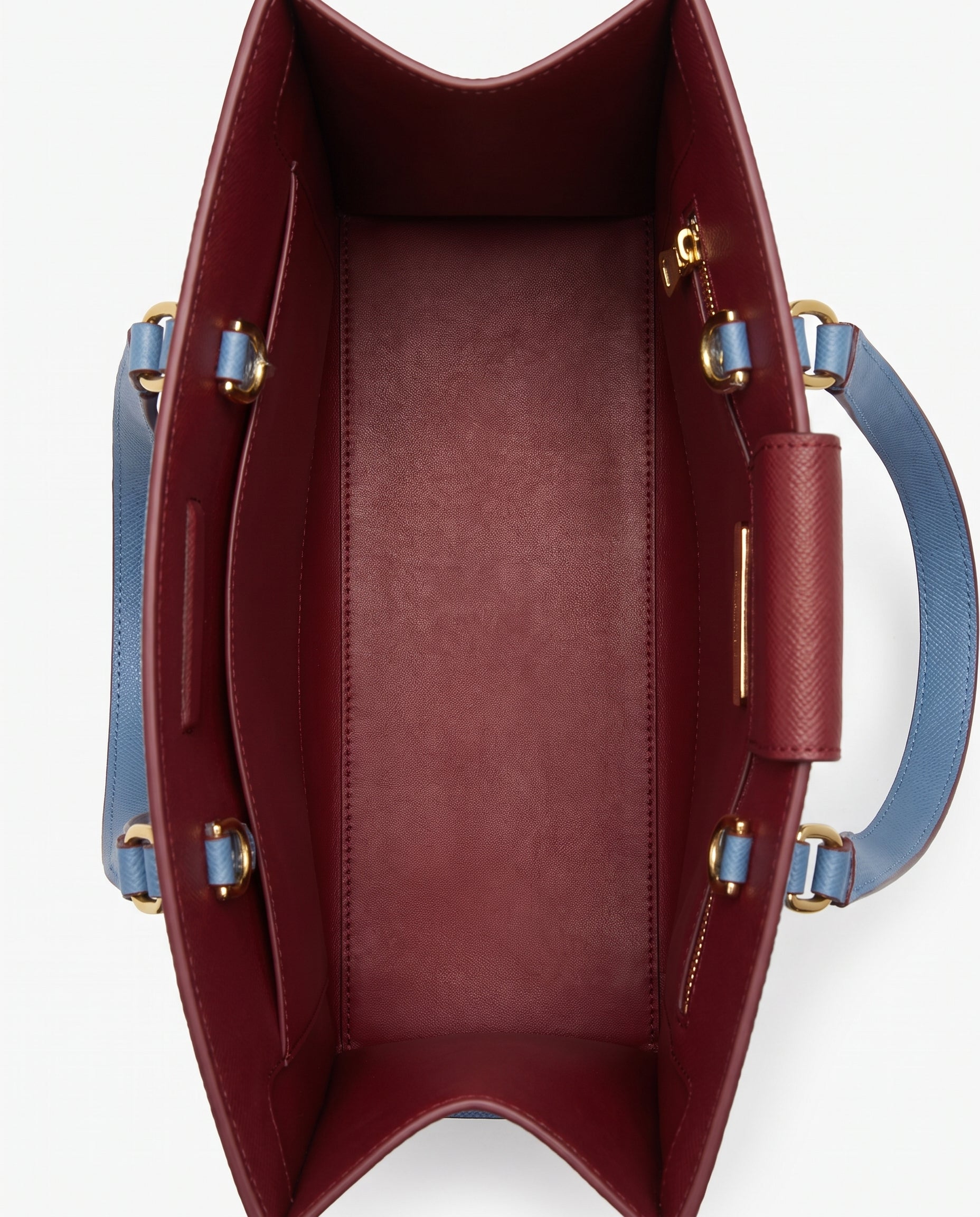 LUXE OPULENT TOTE HANDBAG | POWDER BLUE & WINE