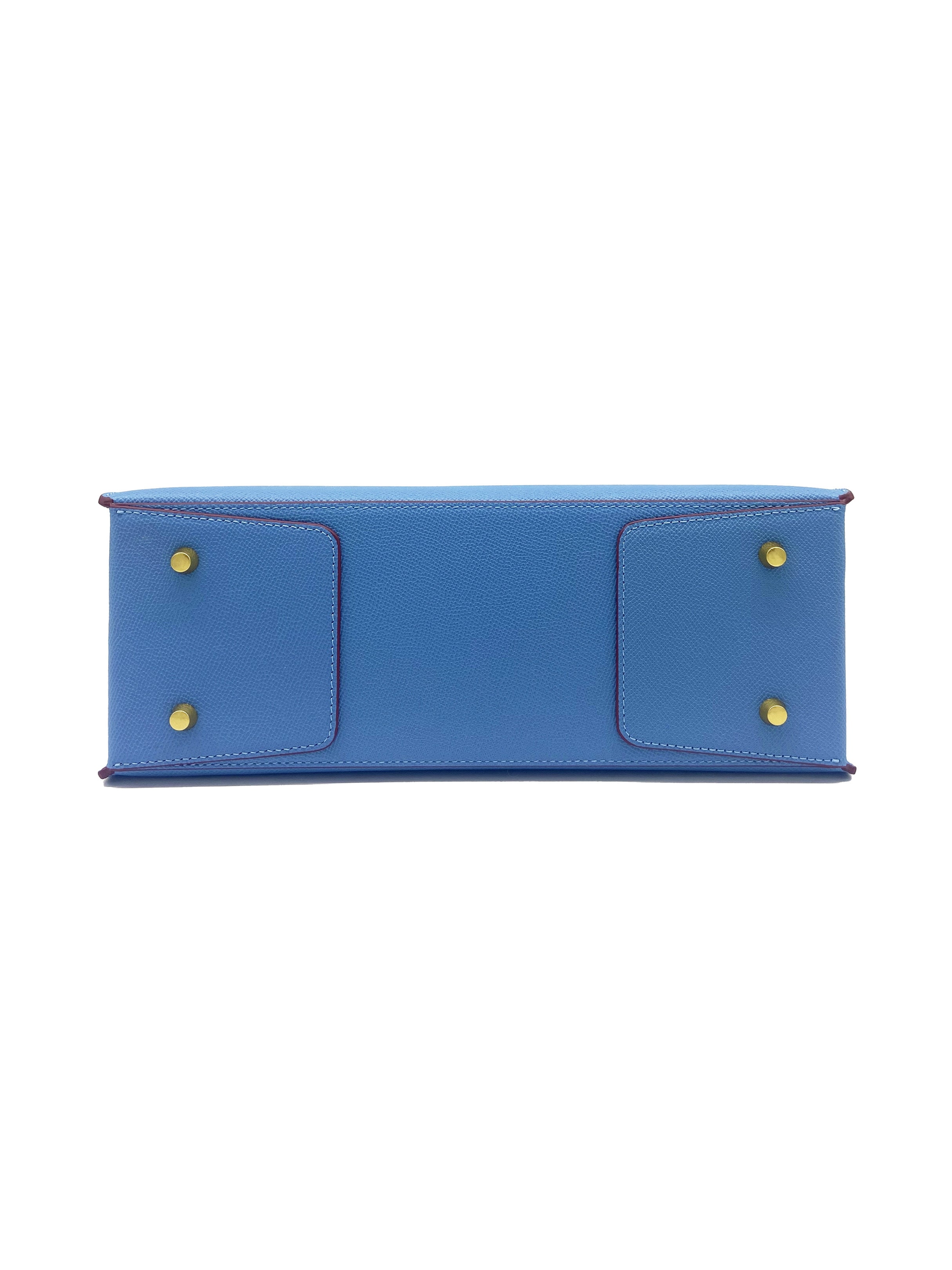 LUXE OPULENT TOTE HANDBAG | POWDER BLUE & WINE